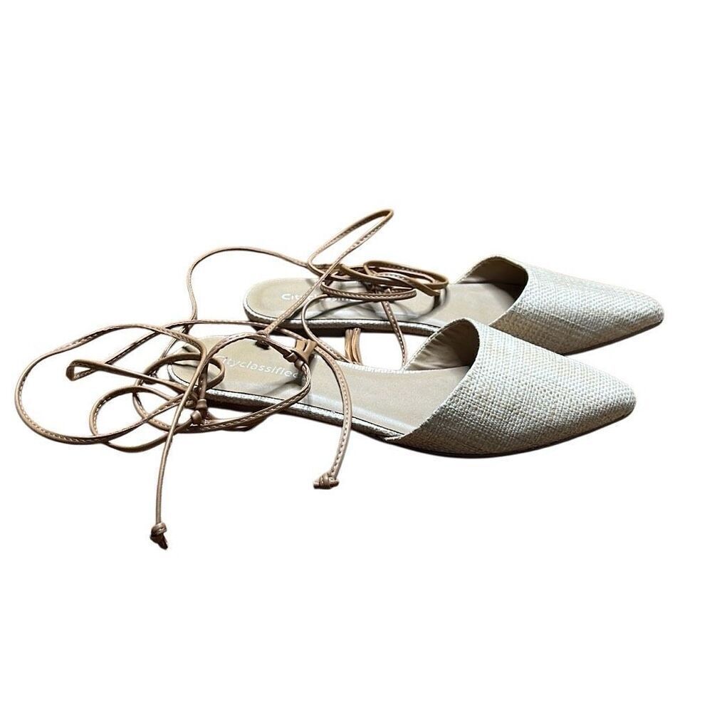 City Classified Lace Up Pointed Toe Gladiator Flats‎ Blue 10